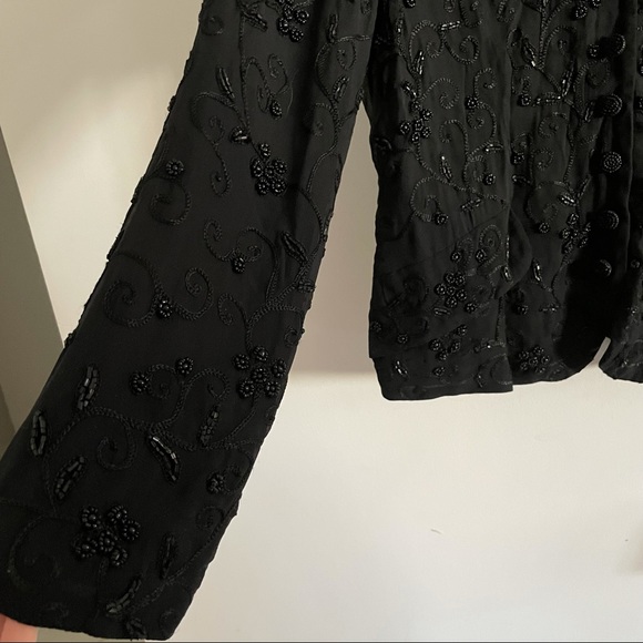 Liz Claiborne black silk beaded jacket with mandarin collar - Picture 8 of 10